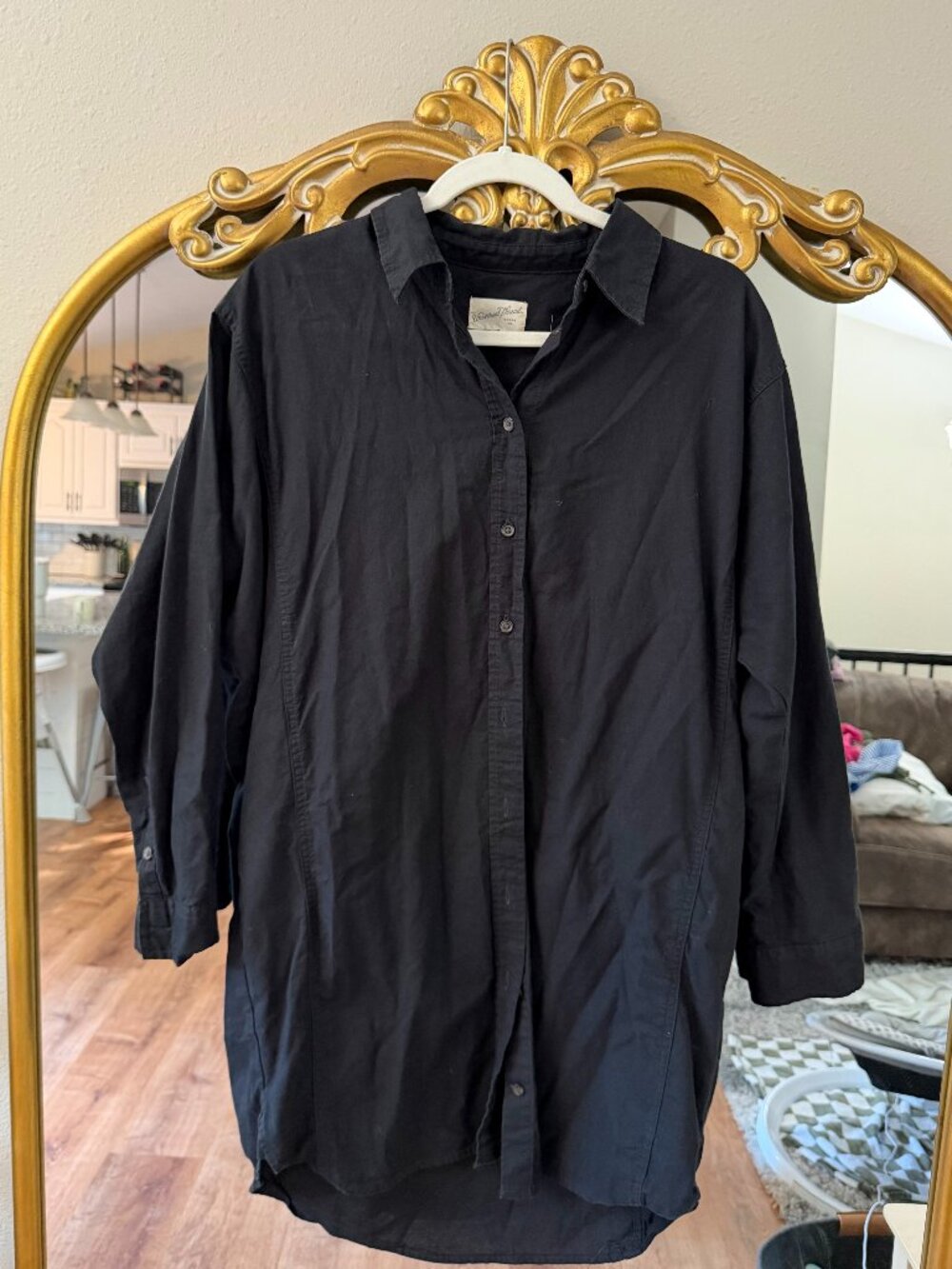Black Button Down Shirt Dress with Pockets | Universal Thread | M
